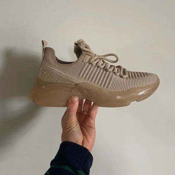 Steve Madden NY 90 Maxima Rhinestone Blush/Beige Women's Sneakers. - Picture 2 of 8